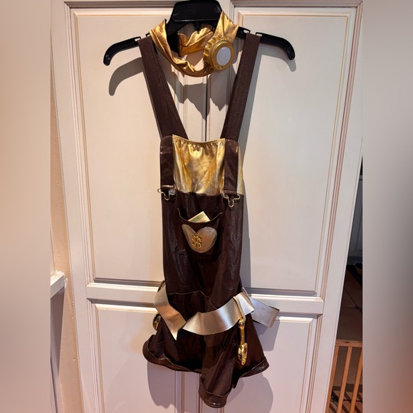 sexy halloween costume size L gold digger short jumper with faux light headband - Picture 1 of 9